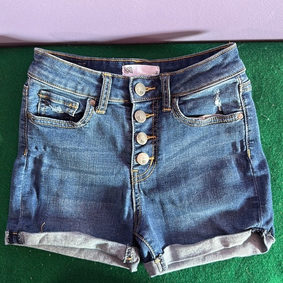 RSQ Sunset High Rise Denim Shorts Button Front Size 8 Girl’s Jean Cutoffs - Picture 1 of 4